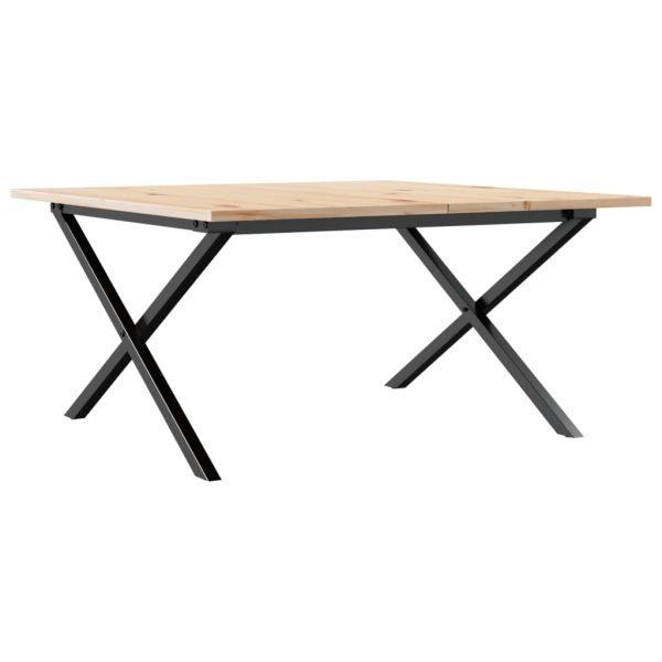 Tavolino Da Salotto Telaio A X 80x80x45 Cm Legno Pino E Acciaio - Image 6