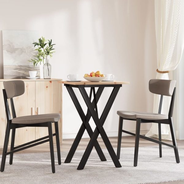 Tavolo Da Pranzo Telaio A X 50x50x75 Cm Legno Pino E Acciaio - Image 3