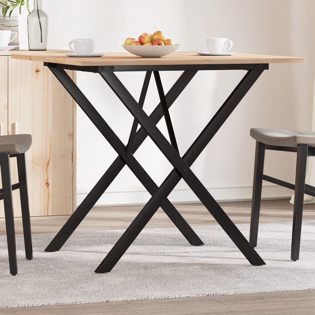 Tavolo Da Pranzo Telaio A X 90x90x75 Cm Legno Pino E Acciaio