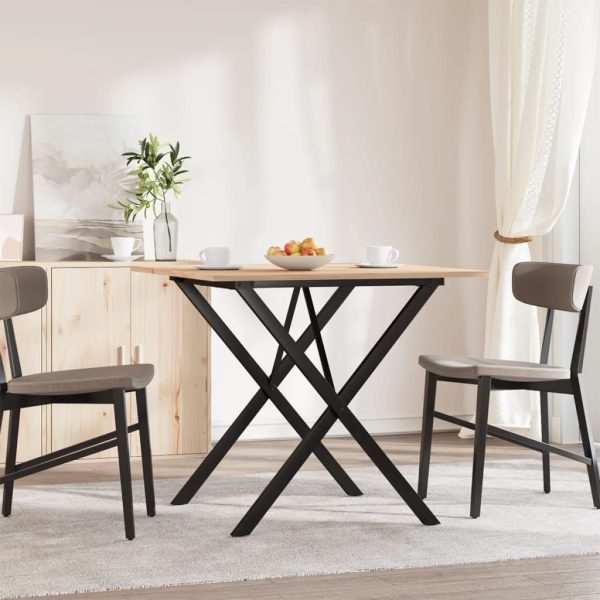 Tavolo Da Pranzo Telaio A X 90x90x75 Cm Legno Pino E Acciaio - Image 3