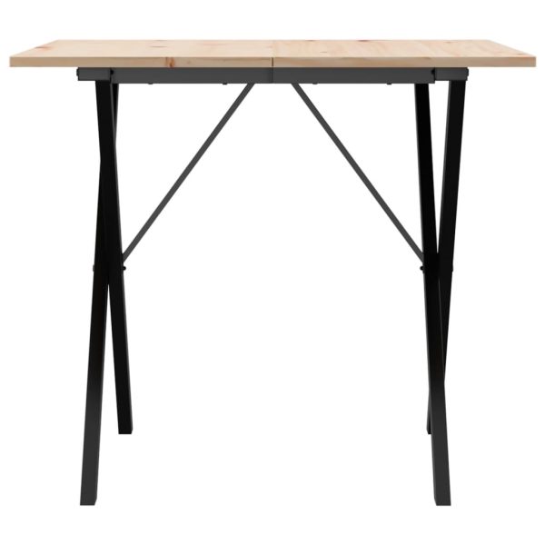 Tavolo Da Pranzo Telaio A X 90x90x75 Cm Legno Pino E Acciaio - Image 4