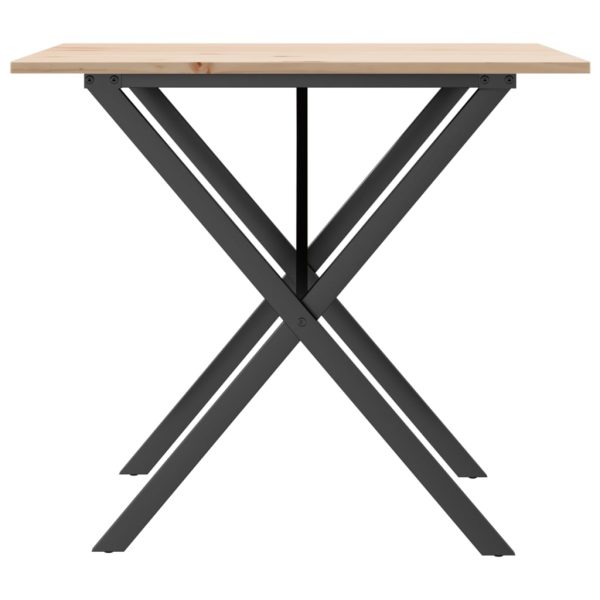 Tavolo Da Pranzo Telaio A X 90x90x75 Cm Legno Pino E Acciaio - Image 5