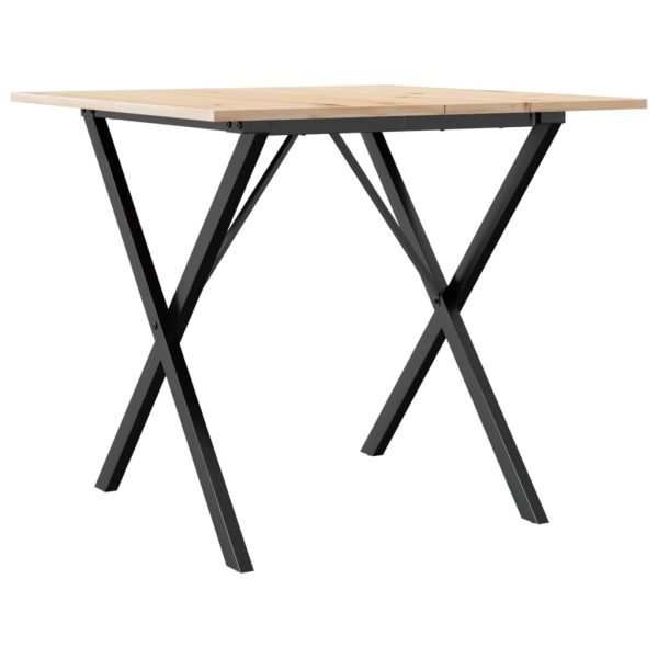 Tavolo Da Pranzo Telaio A X 90x90x75 Cm Legno Pino E Acciaio - Image 6