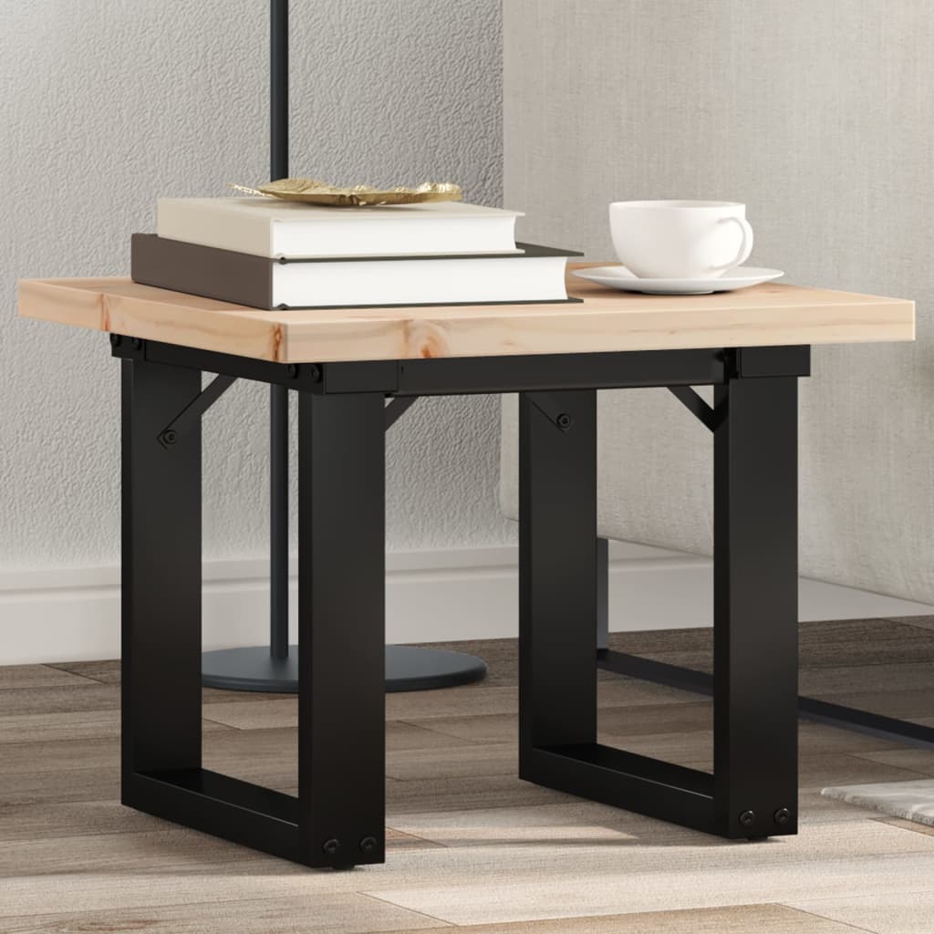 Tavolino Salotto Telaio A O 50x50x35,5cm Legno Pino E Acciaio