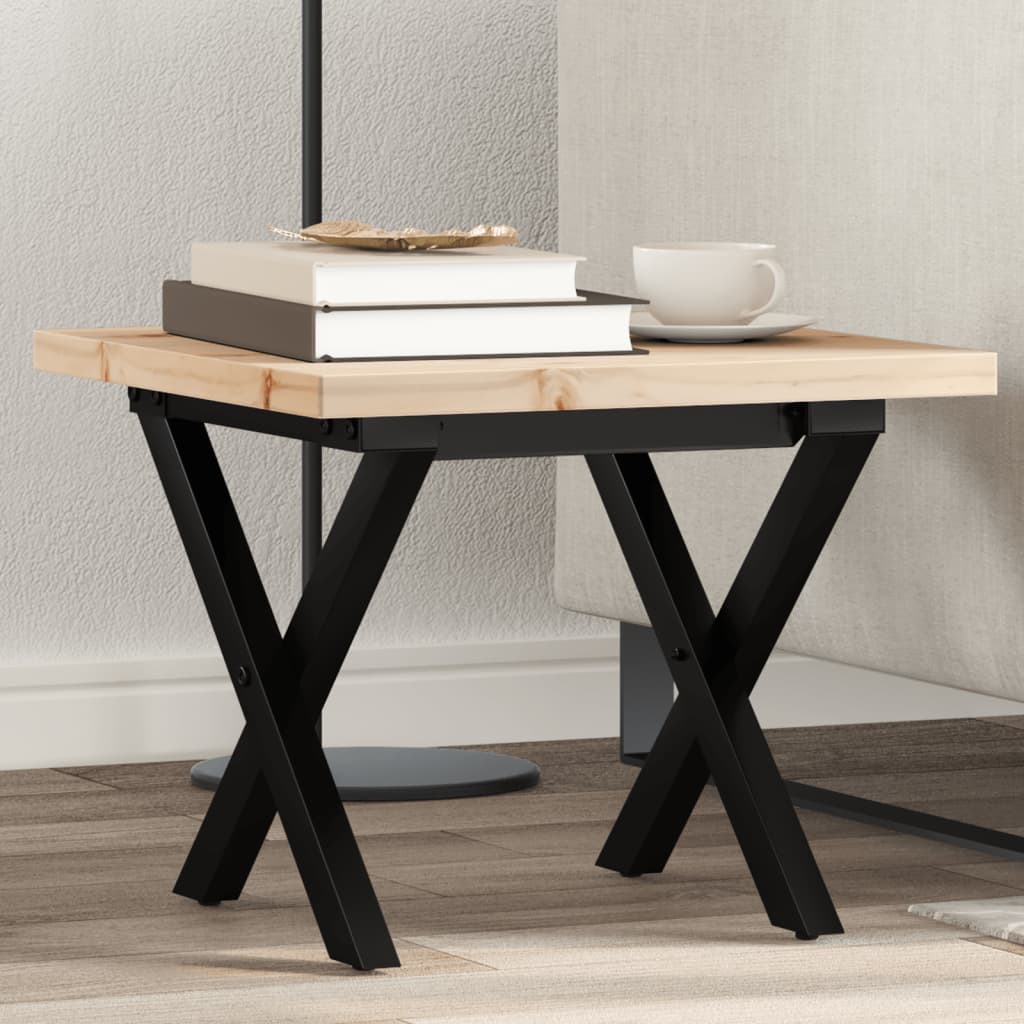 Tavolino Salotto Telaio A X 40x40x35,5 Cm Legno Pino E Acciaio