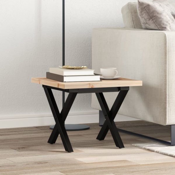 Tavolino Salotto Telaio A X 40x40x35,5 Cm Legno Pino E Acciaio - Image 3