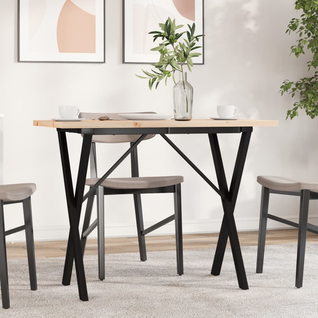 Tavolo Da Pranzo Telaio A X 100x50x75,5 Cm Legno Pino E Acciaio