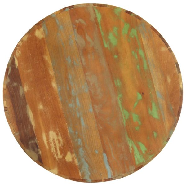 Tavolino Da Salotto Ø65x31 Cm In Legno Massello Di Recupero - Image 3