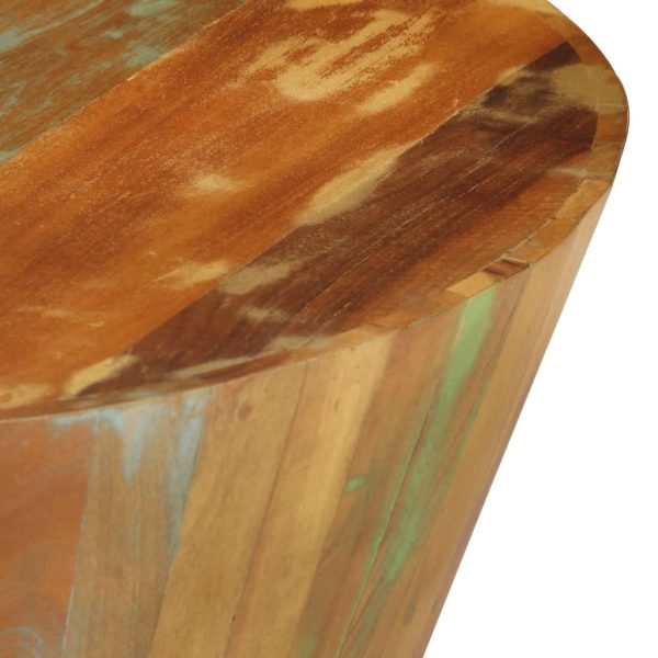Tavolino Da Salotto Ø65x31 Cm In Legno Massello Di Recupero - Image 5