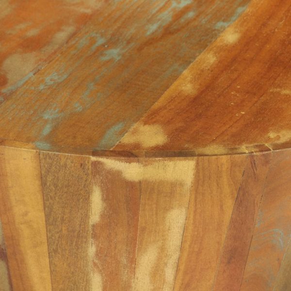 Tavolino Da Salotto Ø65x31 Cm In Legno Massello Di Recupero - Image 6