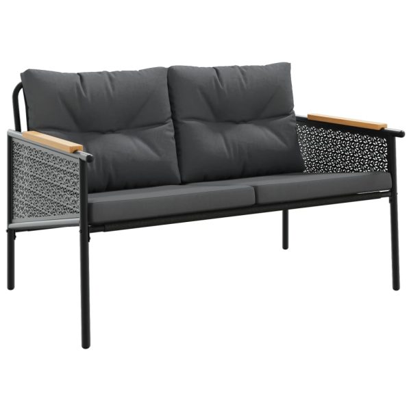 Set Mobili Da Balcone 3 Pz Con Cuscini Nero In Acciaio - Image 3