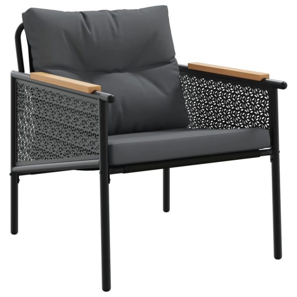 Set Mobili Da Balcone 3 Pz Con Cuscini Nero In Acciaio - Image 5
