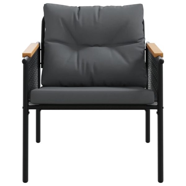 Set Mobili Da Balcone 3 Pz Con Cuscini Nero In Acciaio - Image 6