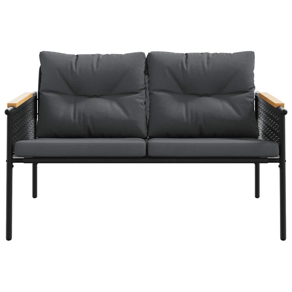 Set Mobili Da Balcone 5 Pz Con Cuscini Nero In Acciaio - Image 4