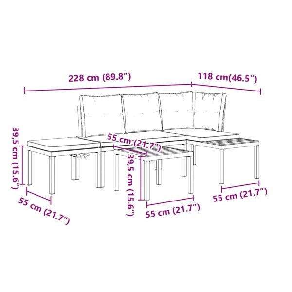 Set Panche Giardino Cuscini 4pz Nero Acciaio Verniciato Polvere - Image 3
