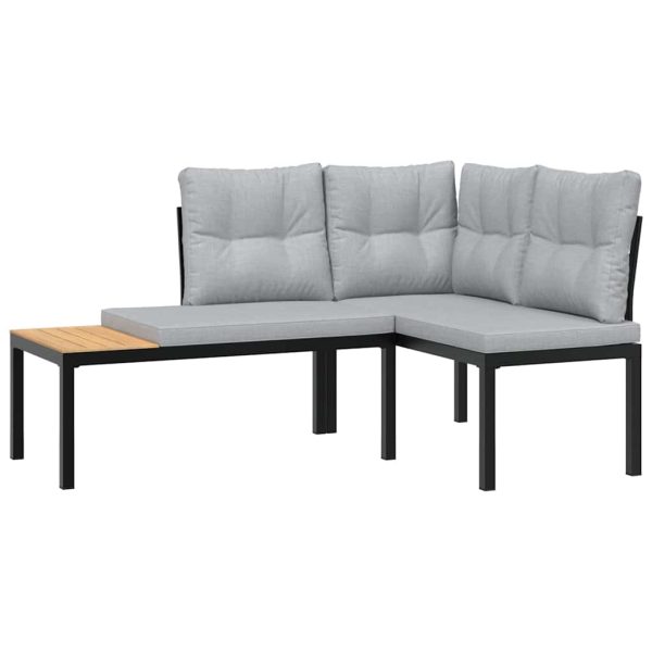 Set Panche Giardino Cuscini 4pz Nero Acciaio Verniciato Polvere - Image 4