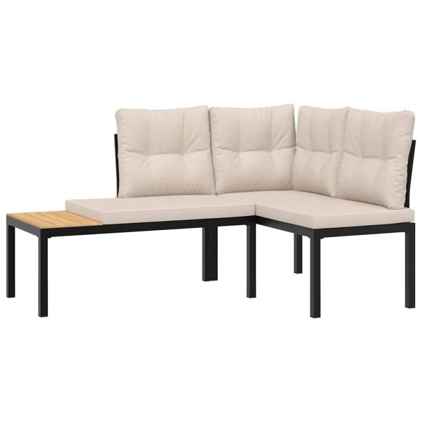 Set Panche Giardino Cuscini 5pz Nero Acciaio Verniciato Polvere - Image 3