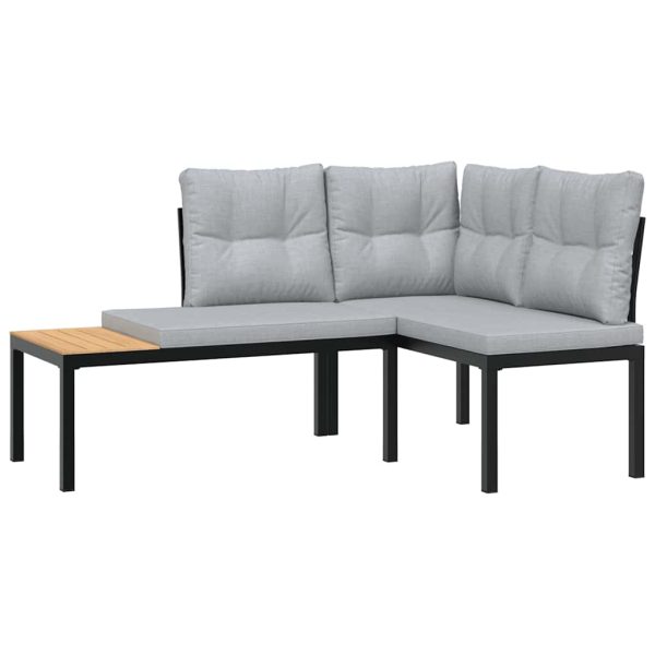 Set Panche Giardino Cuscini 4pz Nero Acciaio Verniciato Polvere - Image 3