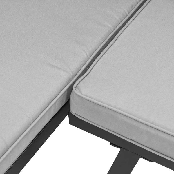 Set Panche Giardino Cuscini 4pz Nero Acciaio Verniciato Polvere - Image 5