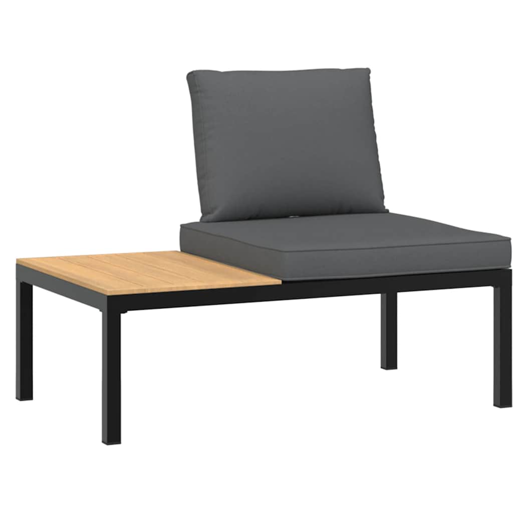 Set Divani Da Giardino 3 Pz Con Cuscini In Alluminio Nero - Image 4
