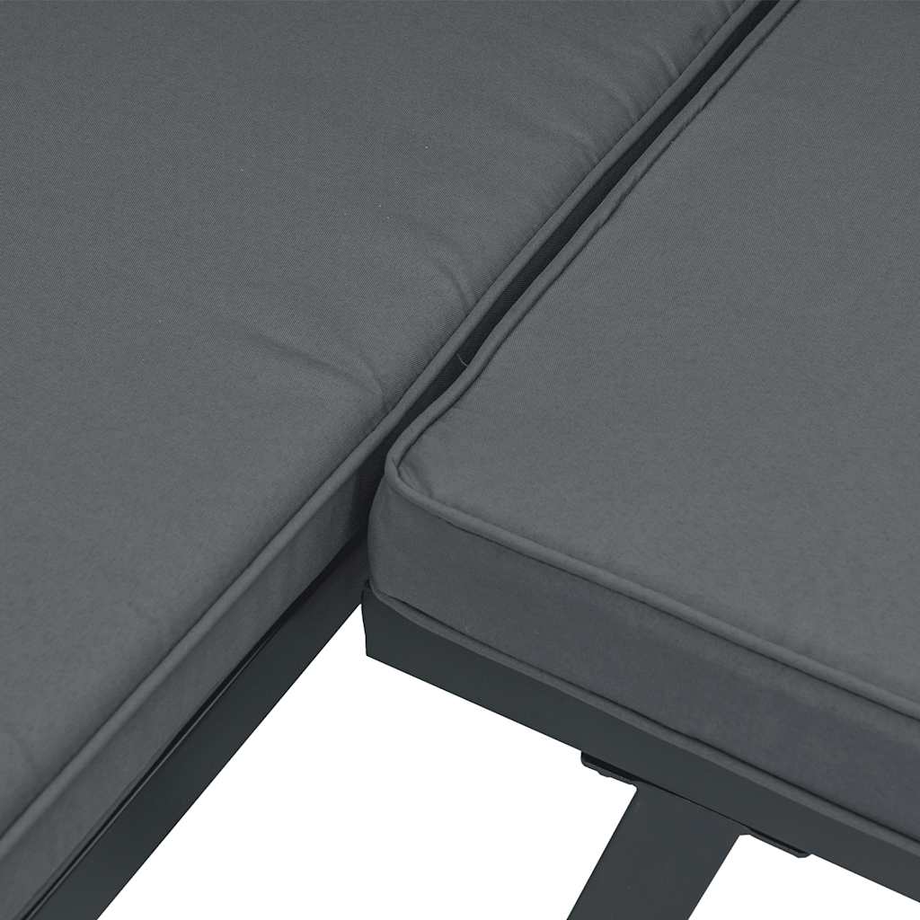 Set Divani Da Giardino 3 Pz Con Cuscini In Alluminio Nero - Image 6