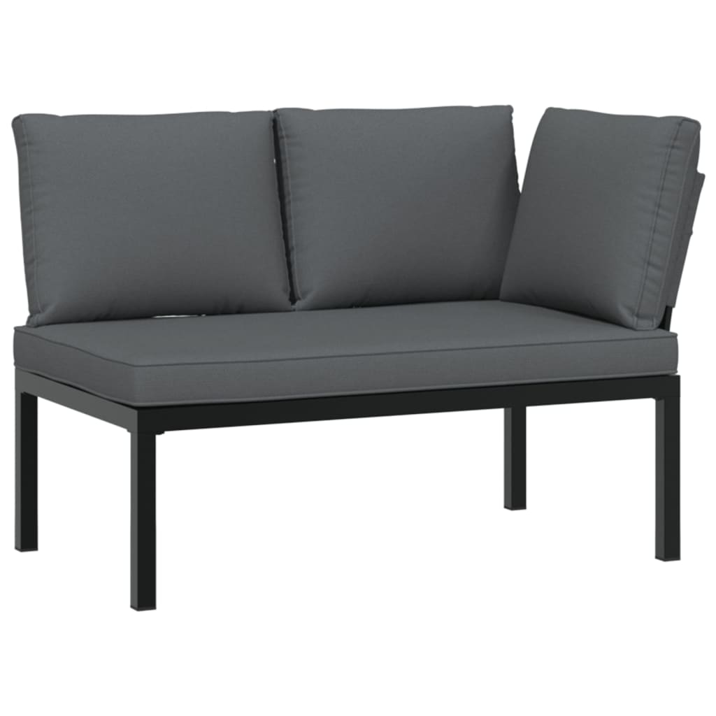 Set Divani Da Giardino 3 Pz Con Cuscini In Alluminio Nero - Image 3