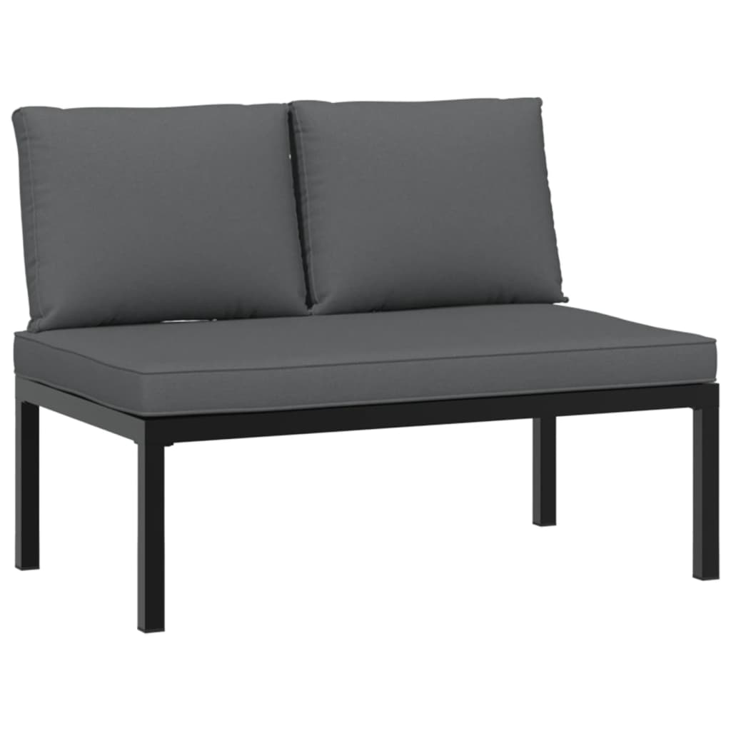 Set Divani Da Giardino 3 Pz Con Cuscini In Alluminio Nero - Image 5
