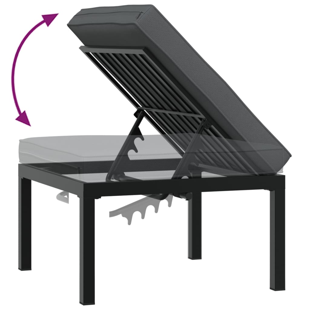 Set Divani Da Giardino 3 Pz Con Cuscini In Alluminio Nero - Image 6