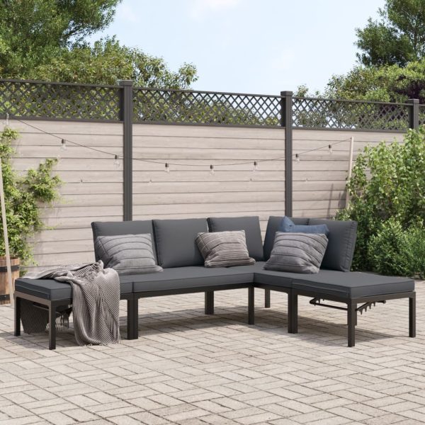 Set Divani Da Giardino 4 Pz Con Cuscini In Alluminio Nero