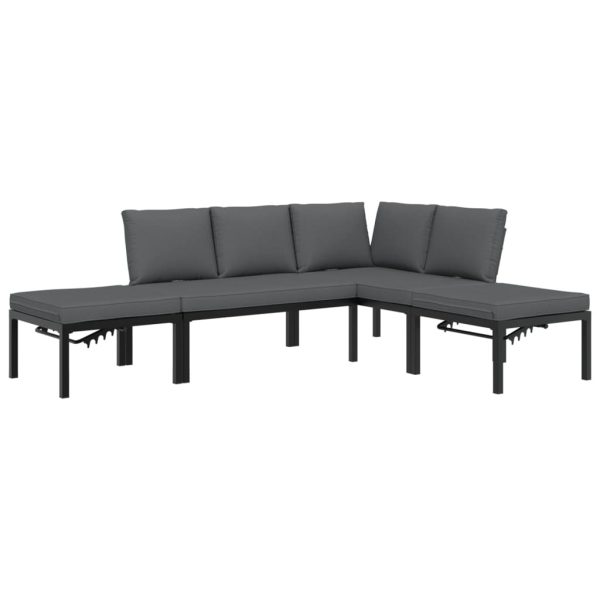 Set Divani Da Giardino 4 Pz Con Cuscini In Alluminio Nero - Image 2