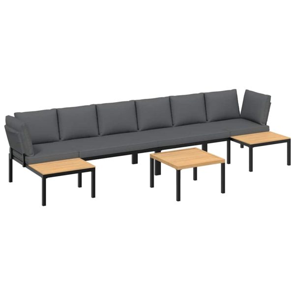 Set Divani Da Giardino 5 Pz Con Cuscini In Alluminio Nero - Image 2