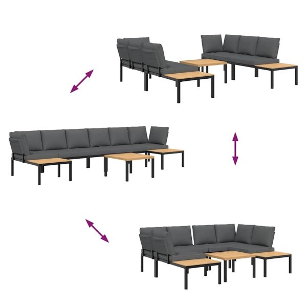 Set Divani Da Giardino 5 Pz Con Cuscini In Alluminio Nero - Image 6