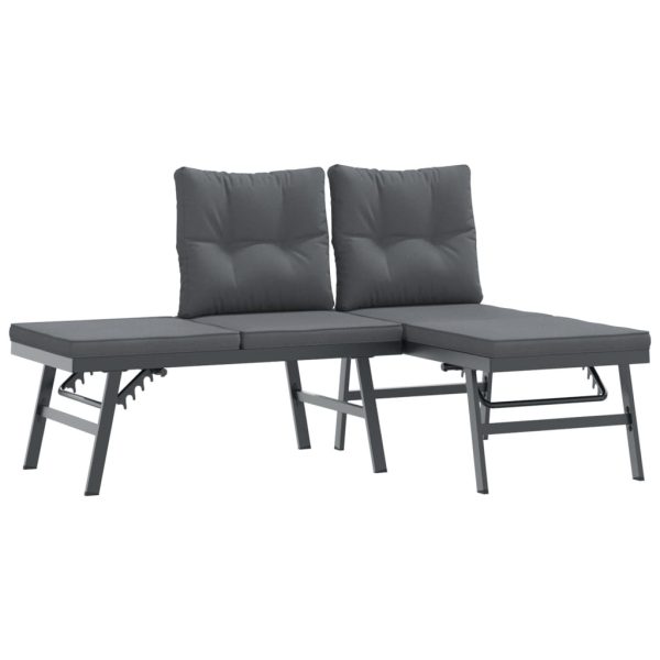 Set Panche Giardino Cuscini 7pz Nere Acciaio Verniciato Polvere - Image 4