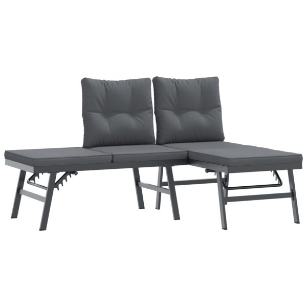 Set Panche Giardino Cuscini 6pz Nere Acciaio Verniciato Polvere - Image 4
