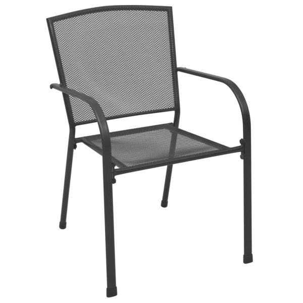 Set Sedie Giardino Impilabili 7pz Antracite Acciaio Verniciato - Image 4