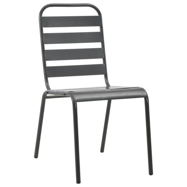 Set Sedie Giardino Impilabili 7pz Antracite Acciaio Verniciato - Image 4