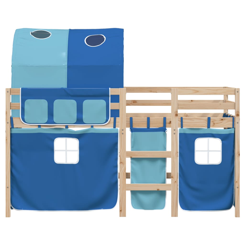 Letto A Soppalco Con Tunnel Bambini Blu 90x200cm Massello Pino - Image 4