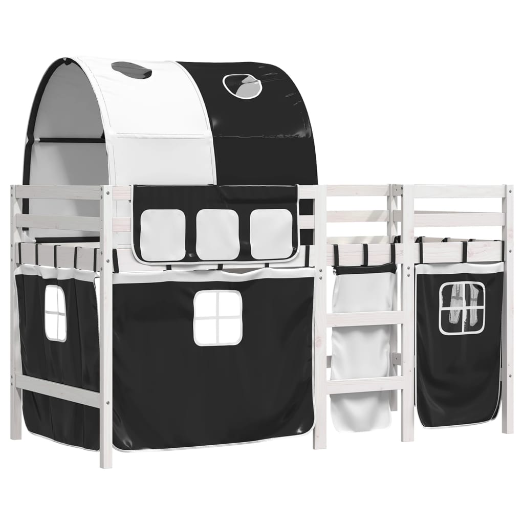 Letto A Soppalco Con Tunnel Bambini Bianco E Nero 90x200cm Pino - Image 3