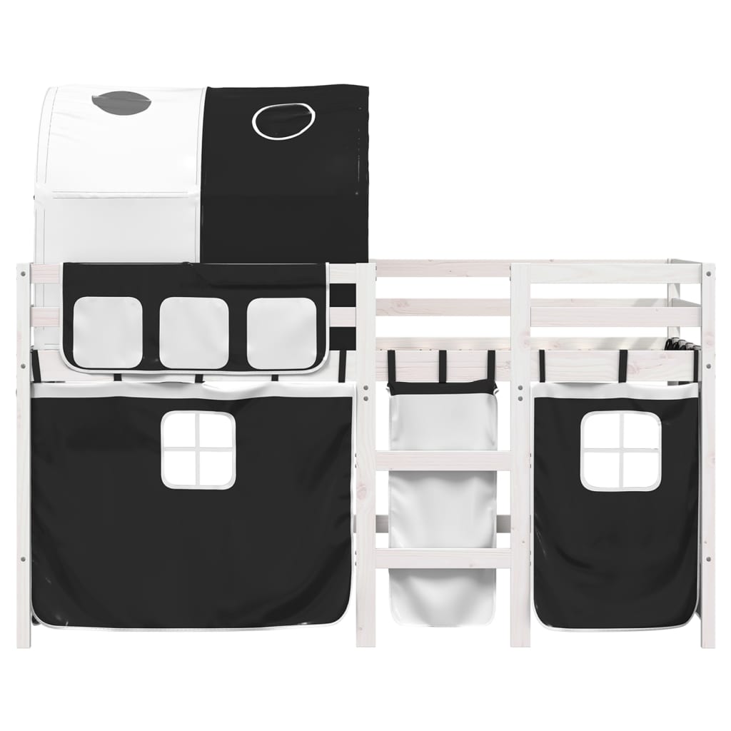 Letto A Soppalco Con Tunnel Bambini Bianco E Nero 90x200cm Pino - Image 4