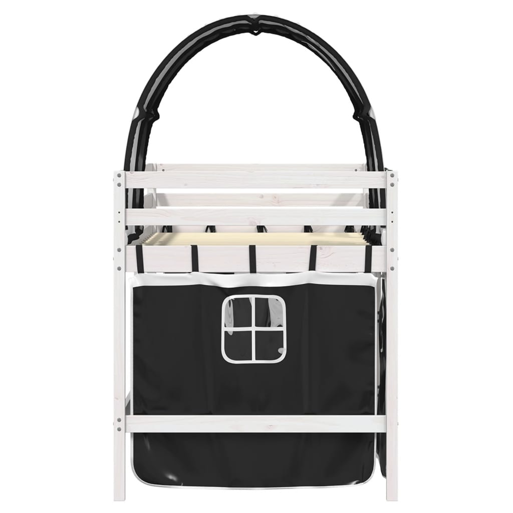 Letto A Soppalco Con Tunnel Bambini Bianco E Nero 90x200cm Pino - Image 5
