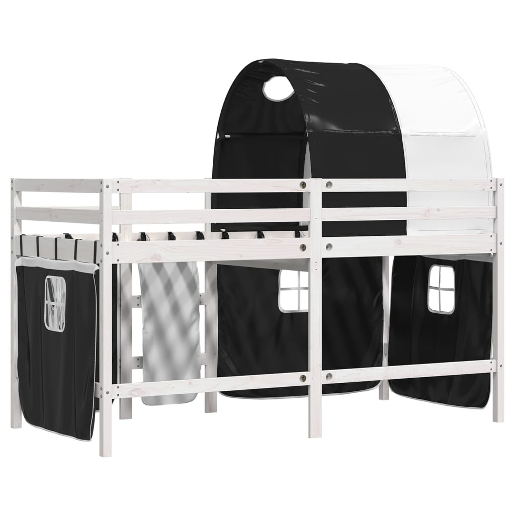 Letto A Soppalco Con Tunnel Bambini Bianco E Nero 90x200cm Pino - Image 6