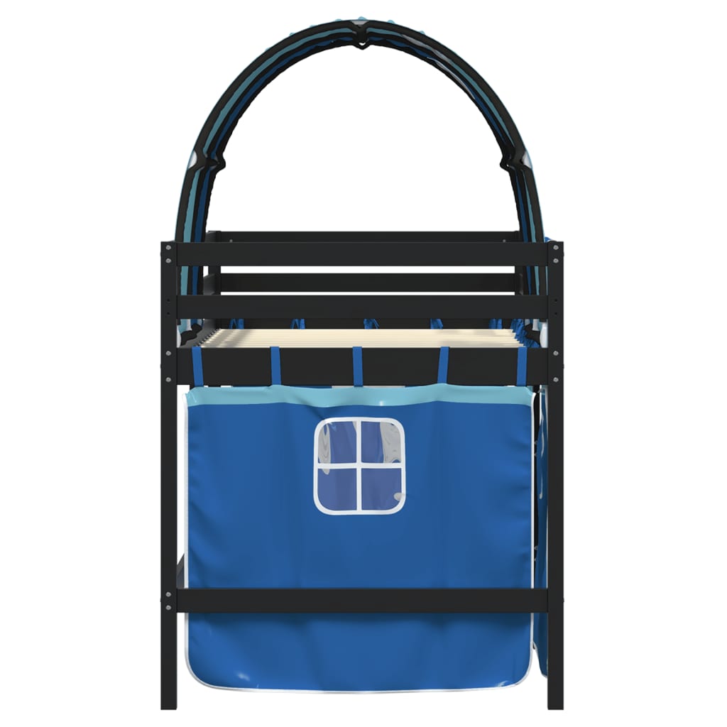 Letto A Soppalco Con Tunnel Bambini Blu 90x200cm Massello Pino - Image 5