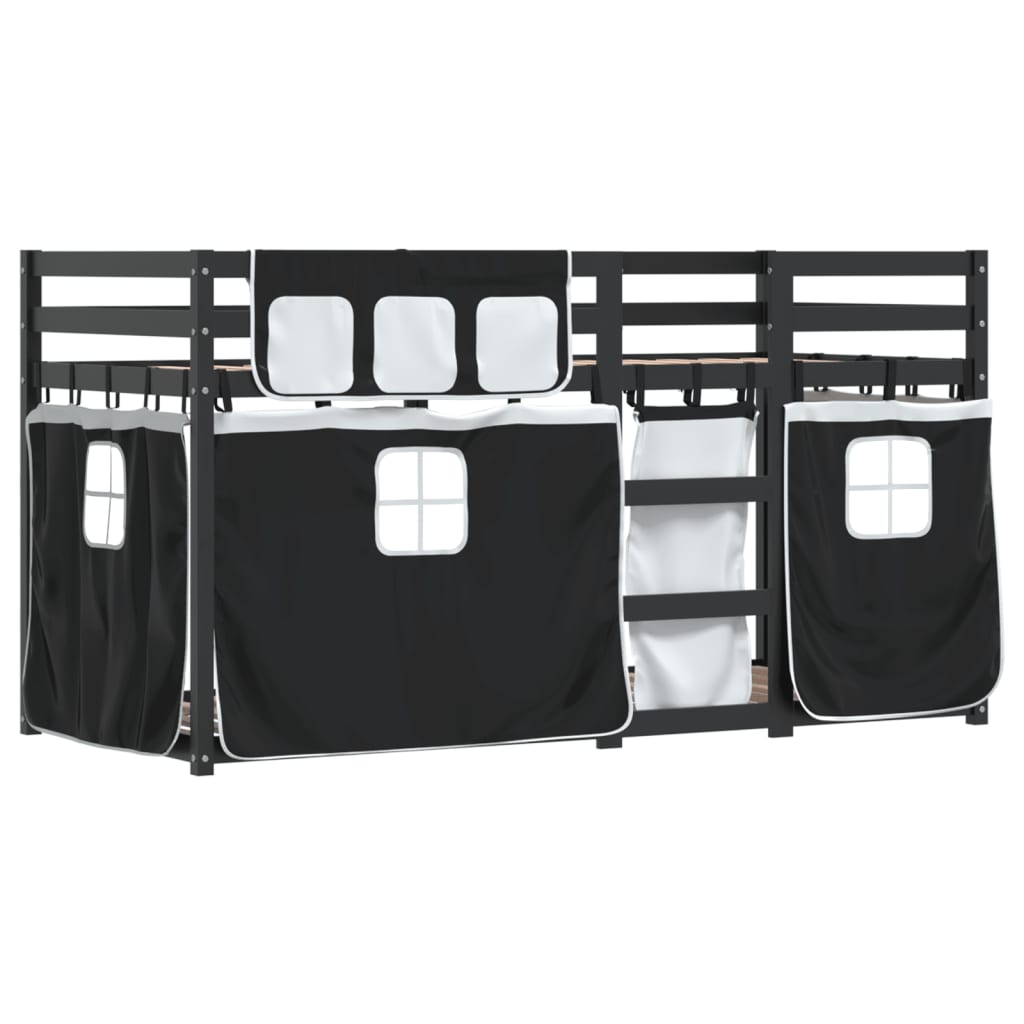 Letto A Castello Senza Materasso Bianco E Nero 90x200cm In Pino - Image 3
