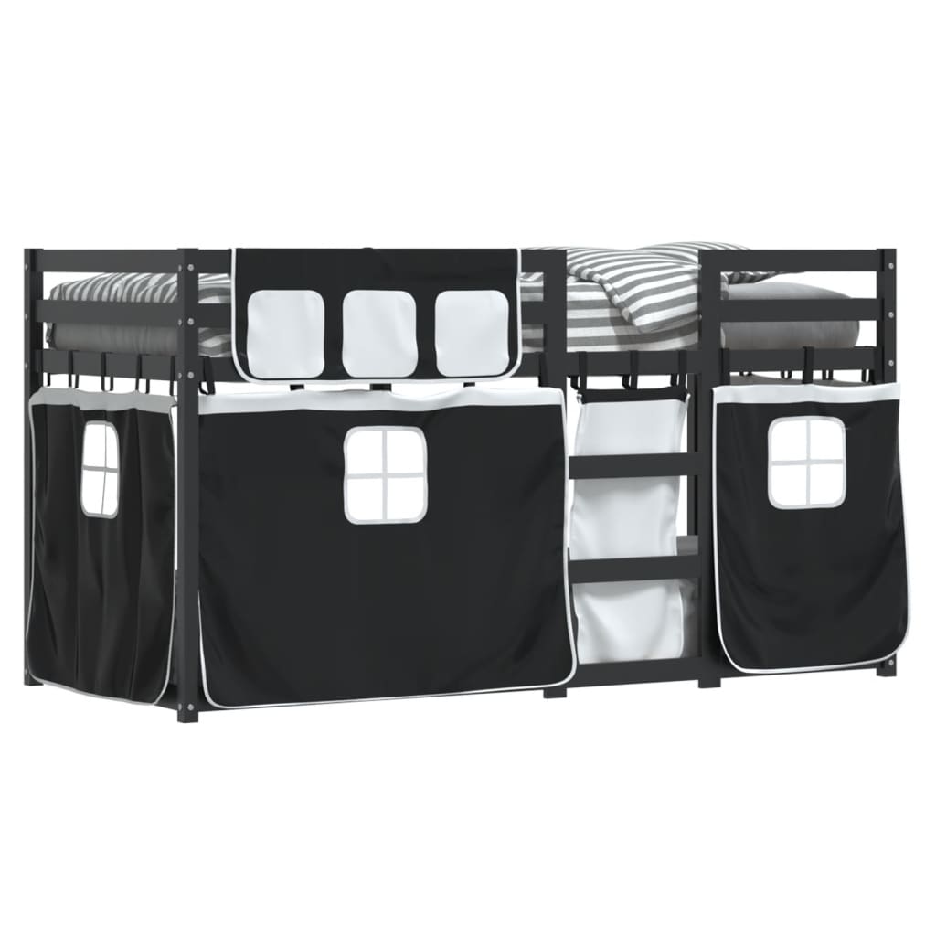Letto A Castello Senza Materasso Bianco E Nero 90x200cm In Pino - Image 4
