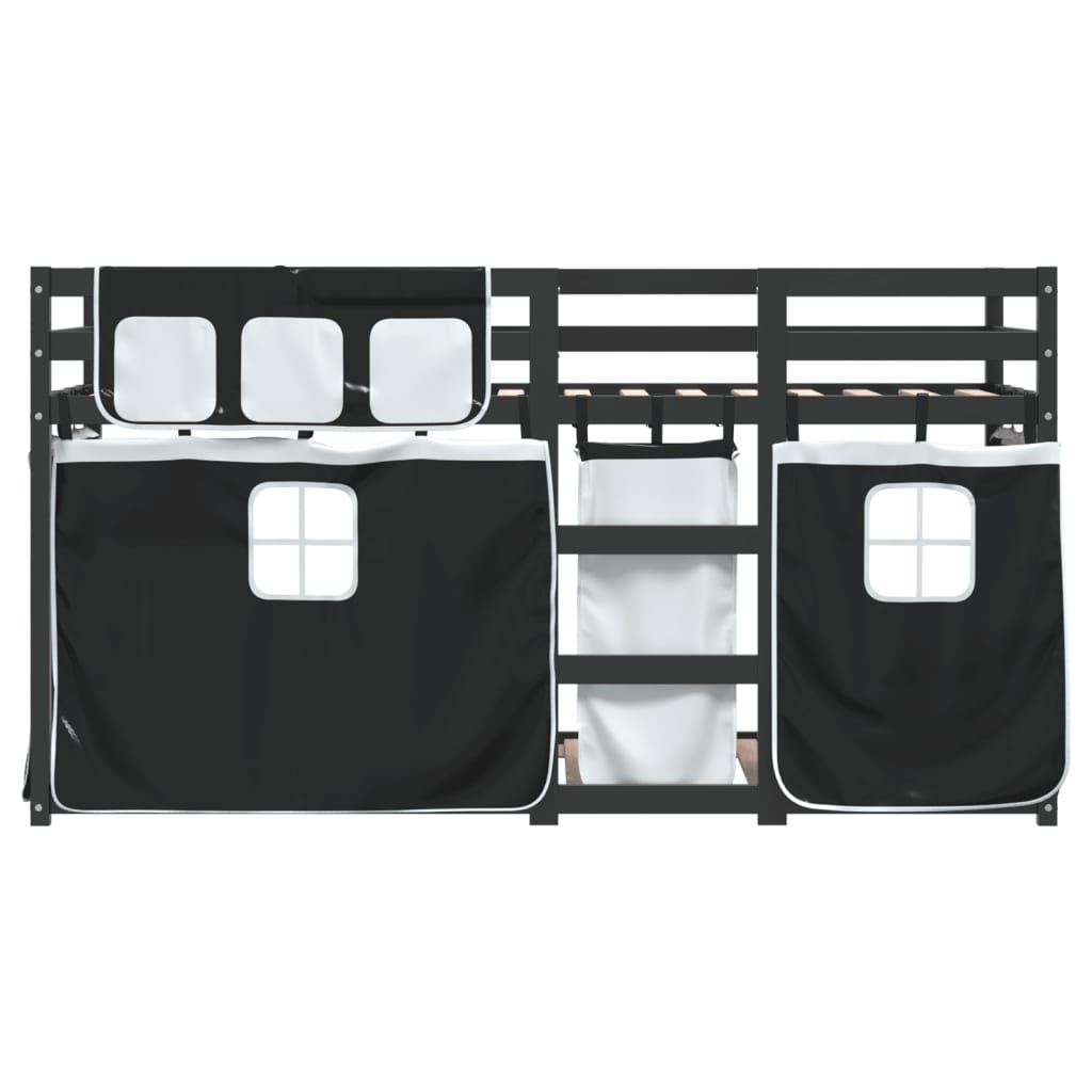 Letto A Castello Senza Materasso Bianco E Nero 90x200cm In Pino - Image 5