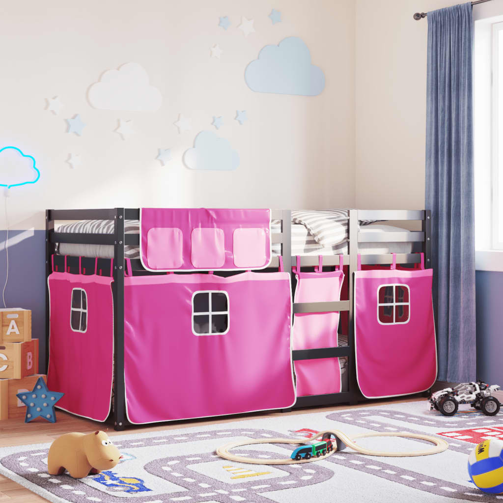 Letto A Castello Senza Materasso Rosa 90x200 Cm Legno Di Pino