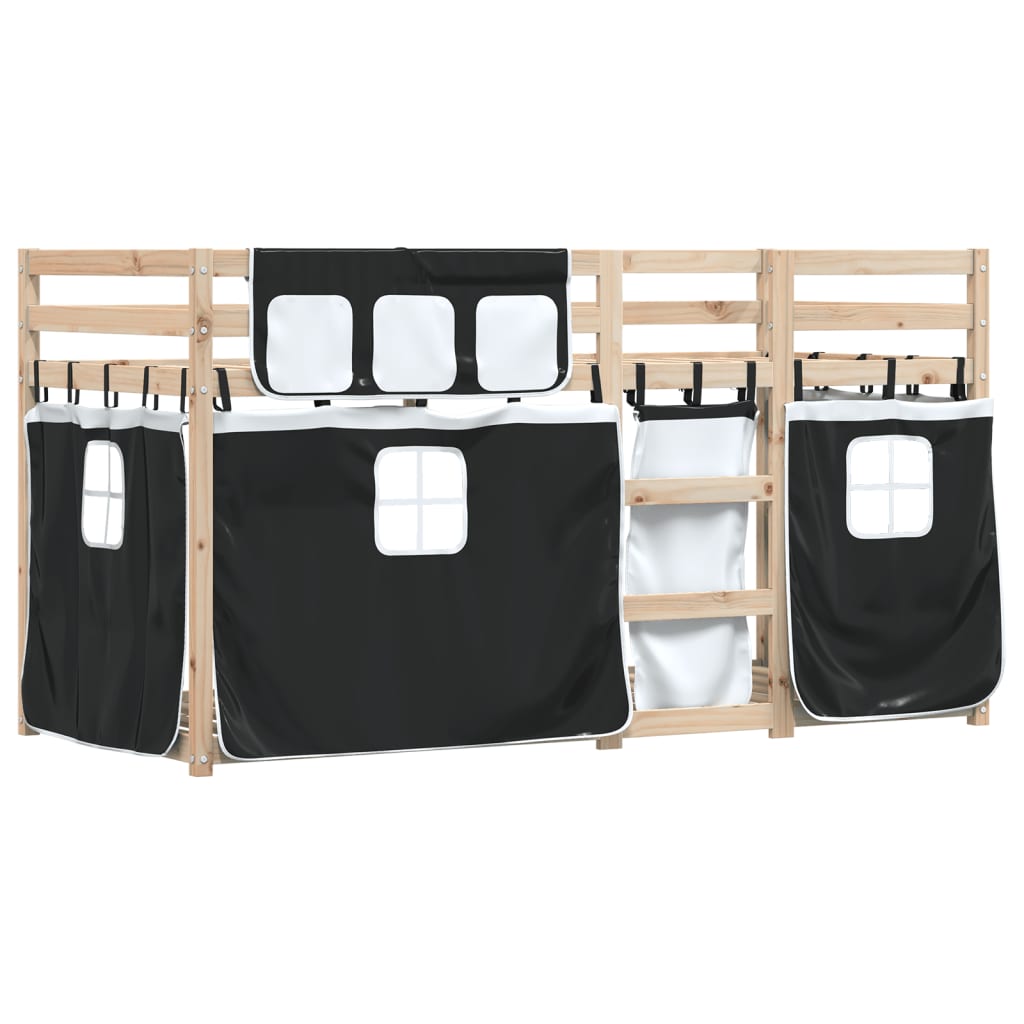 Letto A Castello Senza Materasso Bianco E Nero 80x200cm In Pino - Image 3