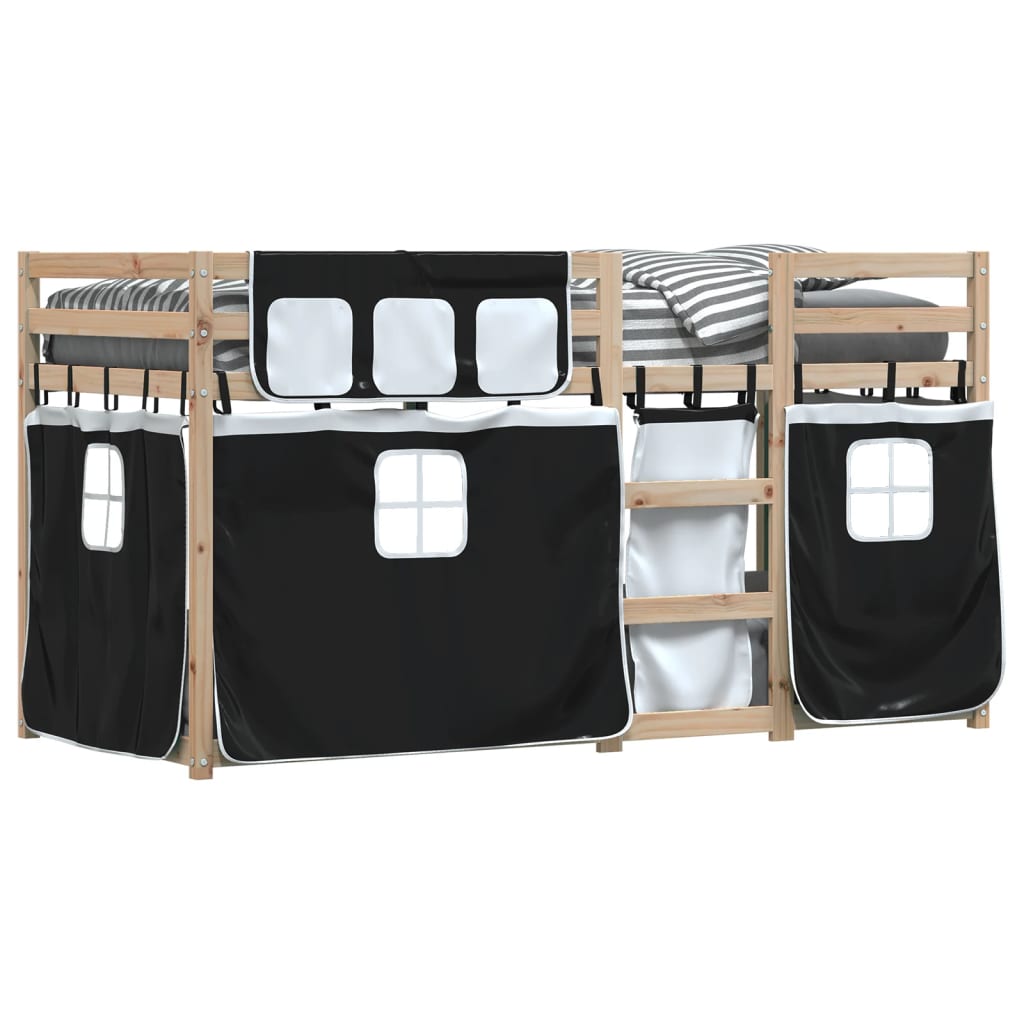 Letto A Castello Senza Materasso Bianco E Nero 80x200cm In Pino - Image 4