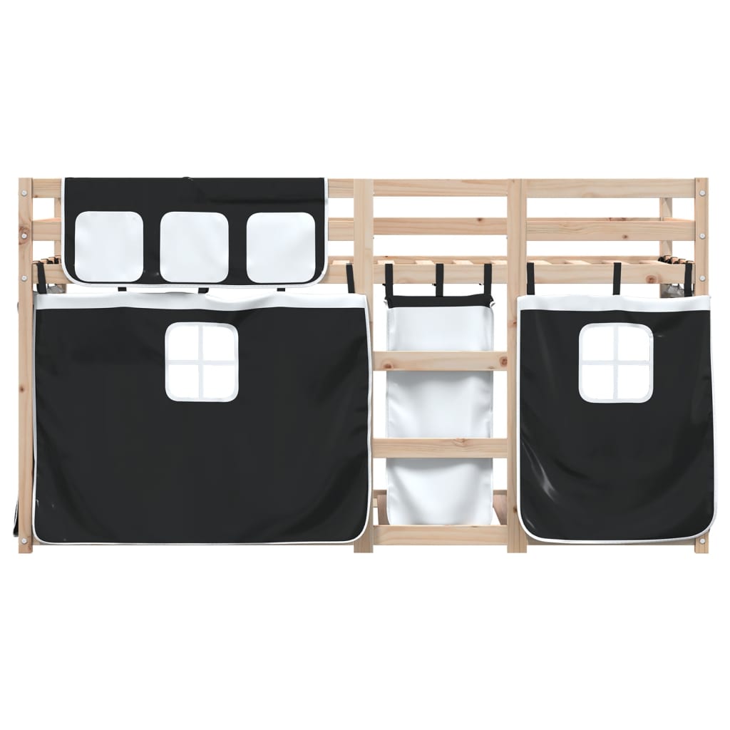 Letto A Castello Senza Materasso Bianco E Nero 80x200cm In Pino - Image 5