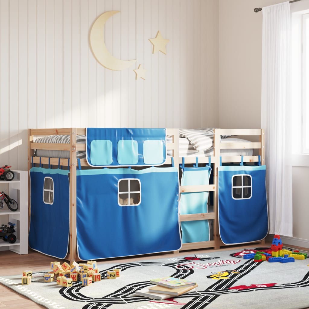 Letto A Castello Senza Materasso Blu 80x200 Cm Massello Pino